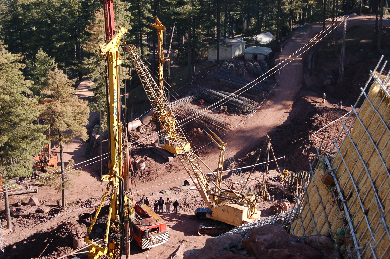 Piling using Hydraulic Rotary Machines for Slope Protection Works at Jhika Gali, Murree